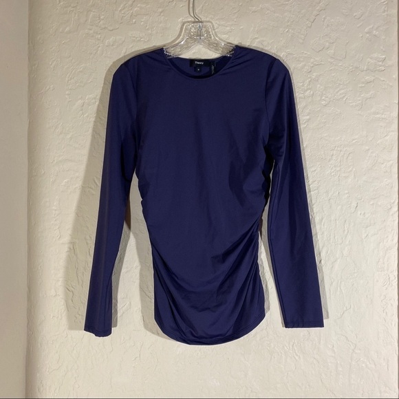 Theory Long-sleeve Travel Jersey Ruched Top Size Medium NWT - Picture 4 of 5
